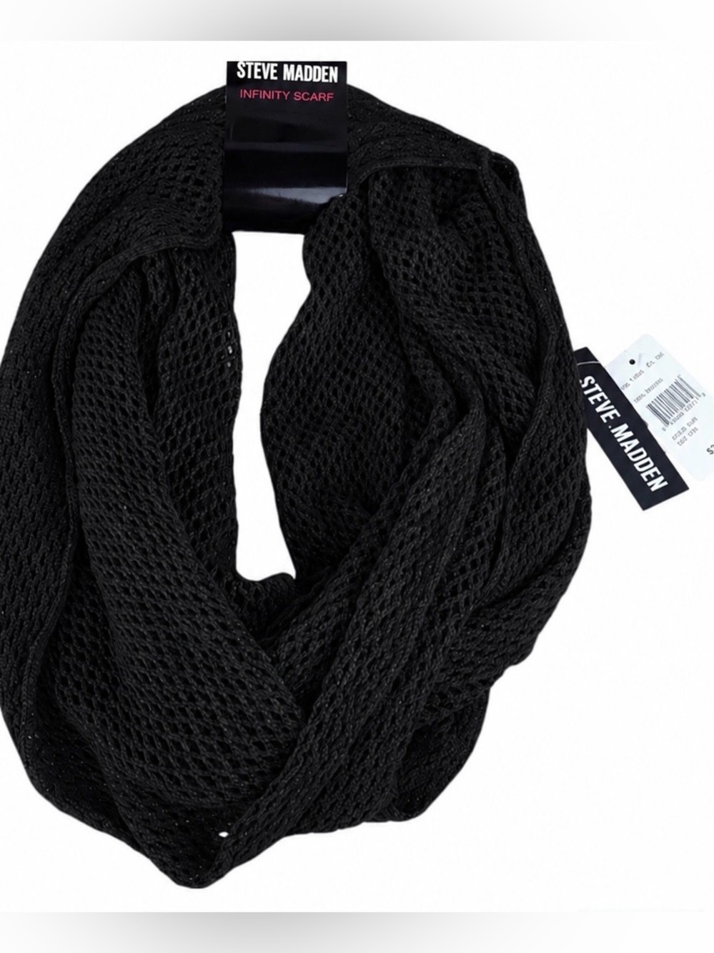 Steve Madden Black Mesh Infinity Scarf